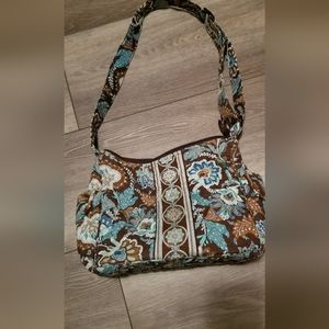 Vera Bradley brown and blue multi pocketbook retired print